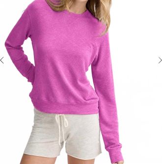 Monrow Supersoft Crew Neck Sweatshirt In Pink