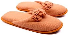 Portolano Flower Trim Cashmere Scuff Slipper in Peach/Bark at Nordstrom Rack, Size X-Large