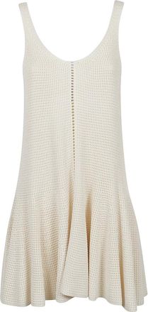 Alaia Kleedjes, Dames, Wit, S, Gebreide jurk met wafelplooien