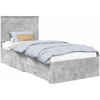 vidaXL Bed Frame with Drawer Concrete Grey 90 x 190 cm Engineered Wood vidaXL