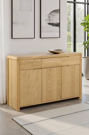 Julian Bowen Curve 3 Door 3 Drawer Sideboard in Light Oak