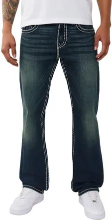 True Religion Ricky Super T Flap Straight Jeans in Riff Grunge Dark Wash at Nordstrom, Size 36