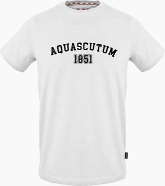Aquascutum Mens Crew Neck Short Sleeve Regular Fit T-Shirt - White - Size: 2X large