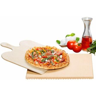 Rommelsbacher Pietra per Pizza e Pane Rommelsbacher con Pala in Legno, Set di 2 Pezzi, Dimensioni 35x35x1,4 cm