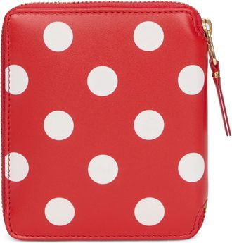 Comme Des Gar&ccedil;ons Polka Dot Print Ritsportemonnee - Dames - Portefeuilles - Rood - ONE Size - Leer - Accessoires