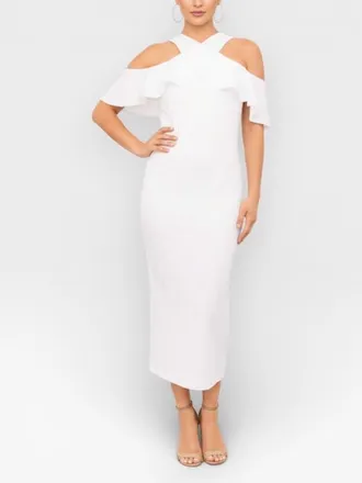 Rachel Roy Jolie Off the Shoulder Ruffle Midi Dress in Eggshell at Nordstrom, Size Xx-Large