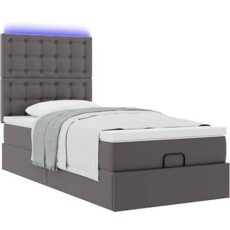 vidaXL Estructura Cama Otomana Colch&oacute;n Cuero Sint&eacute;tico Gris 100x200cm Vidaxl