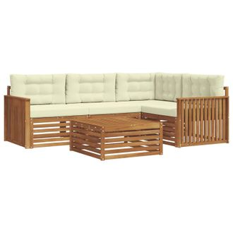 vidaXL Conjunto De Sof&aacute;s De Exterior Con Coj&iacute;n 5 Pcs Natural Y Crema Vidaxl