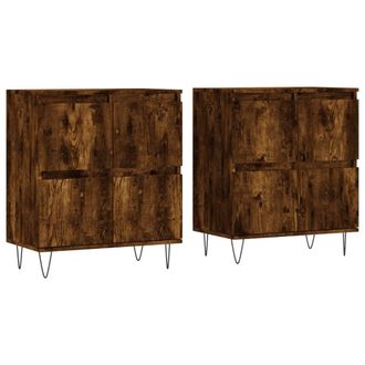 vidaXL Credenze 2 Pz Rovere Fumo In Legno Multistrato - Vidaxl