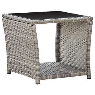 vidaXL Mesa De Centro De Rat&aacute;n Sint&eacute;tico Y Vidrio Gris 45x45x40 Cm Vidaxl