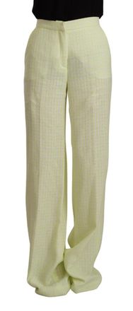 Msgm Cotton High Waist Straight Long Womens Pants
