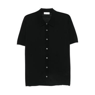 Roberto Collina Polo Shirts, male, Black, Size: 2XL Shirt SS