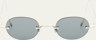 Thom Browne Mens Rimless Titanium Round Sunglasses