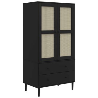 vidaXL Armario Senja Aspecto De Rat&aacute;n Madera Pino Negro 90x55x175 Cm Vidaxl