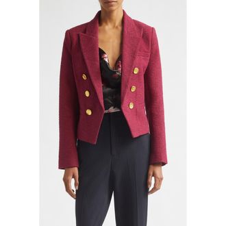 L'agence Brooke Texture Double Breasted Crop Blazer in Rhododendron/blurred Rose at Nordstrom, Size 14