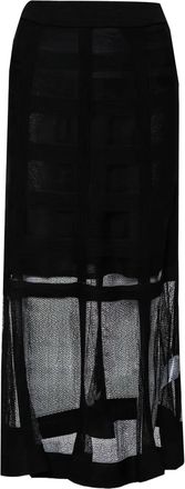 Alexander McQueen Gonna midi con inserti semi trasparenti - Nero