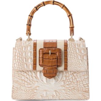 Brahmin Small Mod Hallie Croc Embossed Leather Top Handle Bag in Ivory at Nordstrom