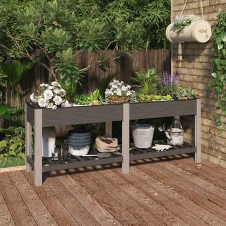 vidaXL Arriate De Jard&iacute;n Con Estante Wpc Gris 200x50x75 Cm Vidaxl