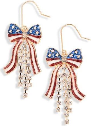 Leith Americana Bow Drop Earrings in Red Multi- Gold at Nordstrom Rack