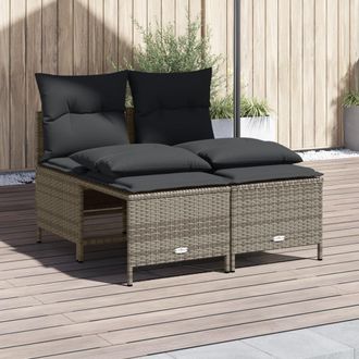 vidaXL Set De Sof&aacute;s De Jard&iacute;n 4 Pzas Y Cojines Rat&aacute;n Sint&eacute;tico Gris Vidaxl