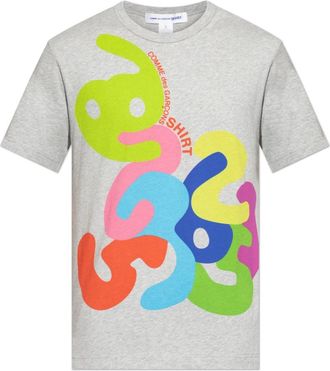Comme Des Gar&ccedil;ons T-shirt met kleurrijke print - Heren - T-shirts - Grijs - L - Katoen - Tops