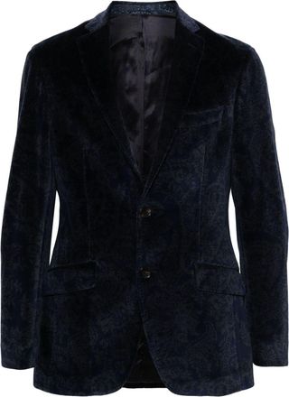 Etro paisley-print velvet blazer - men - Viscose/Cotton - 54 - Blue