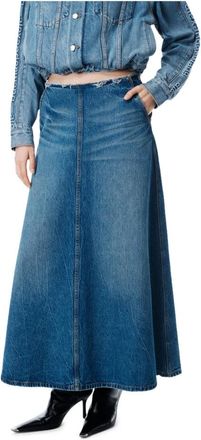 Alexander Wang A-lijn denim midi-rok - Dames - Spijkerrokken - Blauw - W25 - Denim - Rokken