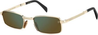 Eyewear by David Beckham Goud Zwart/Groen Gespiegelde Zonnebril - Heren - Zonnebrillen - Geel - 53 MM - Accessoires