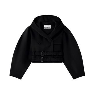Ganni Double-Breasted Coat - Dames - Mantels - Zwart - Maat: S