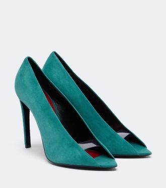 Valentino Garavani VLogo Revele suede peep-toe pumps