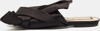 N&deg;21 N21 Black Satin Knot Slide Sandals