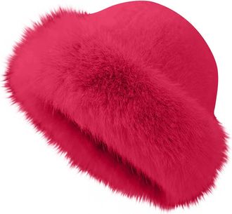 Generic Womens Beanie Hats Winter Furry Faux Fur Caps Ladies Warm Faux Fur Bucket Hat Plush Thermal Slouch Fluffy Fisherman Fuzzy Hats Travel Skiing Hiking Ea