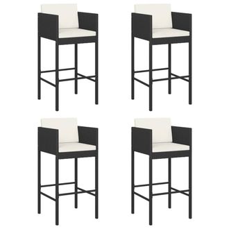 Berkfield Home Beautiful 5 Piece Garden Bar Set with Cushions Black Poly Rattan