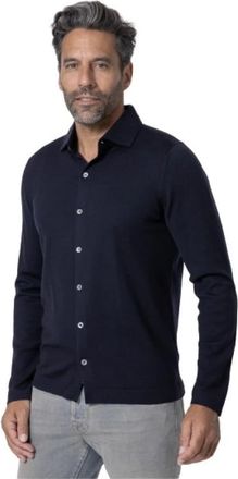 Gran Sasso Navy Blue Lange Mouwen Shirt - Heren - Casual Overhemden - Blauw - 2XL - Overhemden