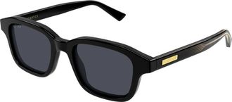 Gucci Rechthoekige Zonnebril - Heren - Zonnebrillen - Zwart - 49 MM - Accessoires