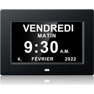 OEM Reloj Digital One Piece De 7 Pulgadas Con Calendario, Fecha Y Hora, Reloj Para Padres Con Alzheimer, Recordatorio De Medicamentos - Negro - 20414324mm
