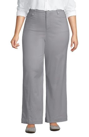 Lands End High Rise 5 Pocket Wide Leg Chino Pants in Pale Gray at Nordstrom, Size 20W