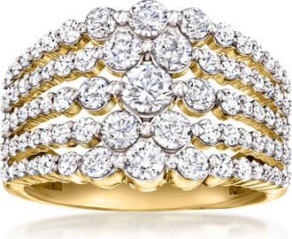 Ross-Simons CZ Multi-Row Ring in 18kt Gold Over Sterling