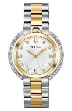 Bulova Classic Rubaiyat Diamond Bracelet Watch, 35mm in Two-Tone at Nordstrom