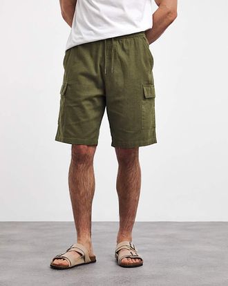 Jacamo Linen Blend Elasticated Cargo Short