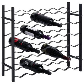 Berkfield Home Wine Rack for 36 Bottles Black Iron