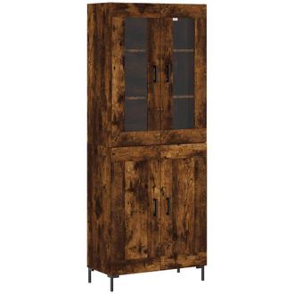 vidaXL Aparador Alto Madera Contrachapada Roble Ahumado 69,5x34x180 Cm Vidaxl