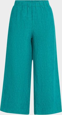 Eileen Fisher Cropped Wide-Leg Organic Linen Pants