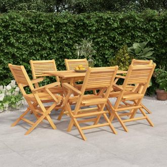 Berkfield Home 7 Piece Garden Dining Set Solid Wood Teak in Brown