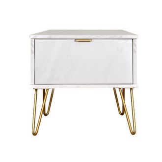 Welcome Furniture Harare Ready Assembled Bedside Table with 1 Drawer - Marble - Welcome Furniture | TJ Hughes