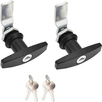 OEM Cerradura De Puerta De Cami&oacute;n Con Manija En T Y 2 Llaves Para La Mayor&iacute;a De Las Marcas De Camiones. Tapas Para Camionetas, Color Negro