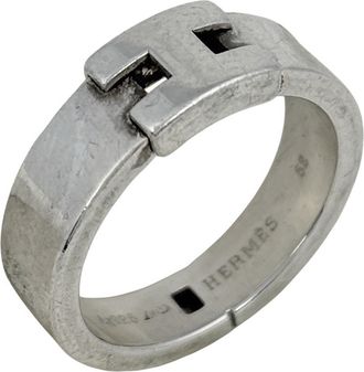 Herm&egrave;s Silver Silver Band Ring (Pre-Owned)