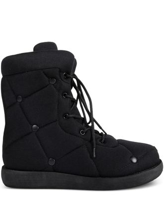 Yohji Yamamoto PE/Tricot quilted boots - men - Polyester/Fabric/Rubber - 3 - Black