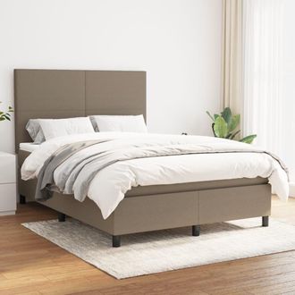 vidaXL Vidaxl - Cama Box Spring Con Colch&oacute;n Tela Gris Taupe 140x190 Cm