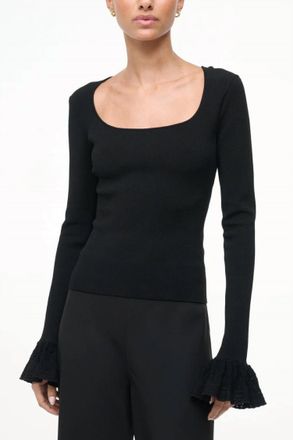 Staud Shelley Scoopneck Top In Black